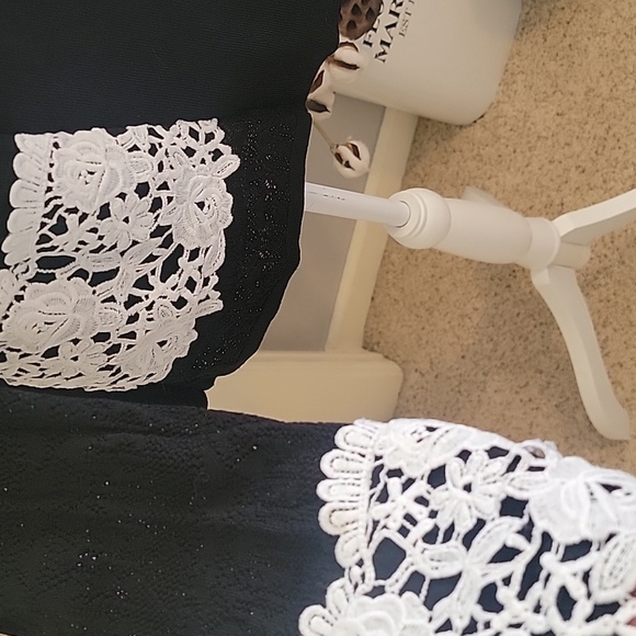 INC Black and White Lace Women's Top With Side Zip - Picture 2 of 6